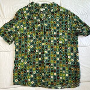 Earthbound Men’s Floral Print Button Up Shirt Large